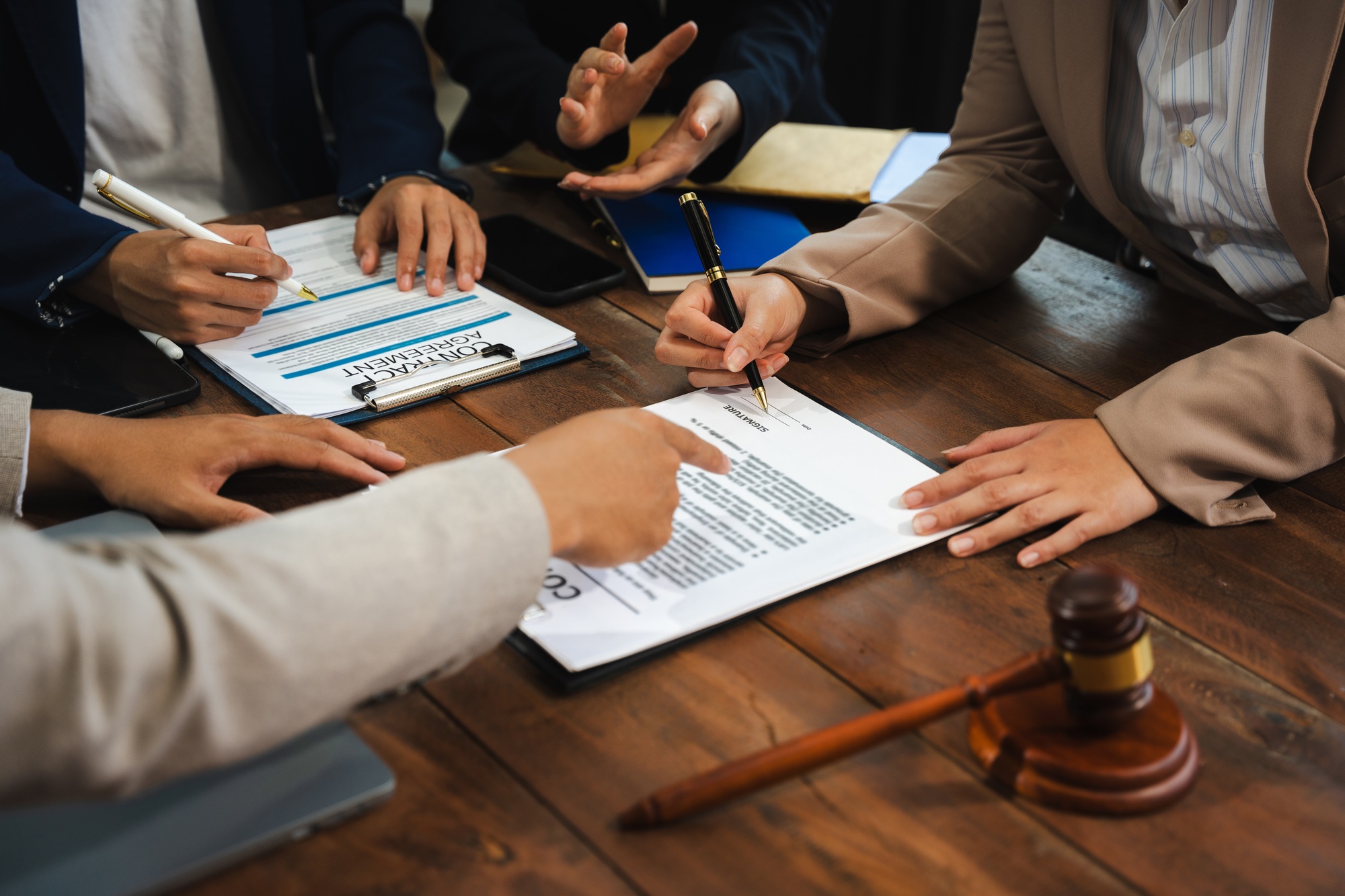 Lawyer or judge consult having team meeting at law office. Law and Legal services concept.